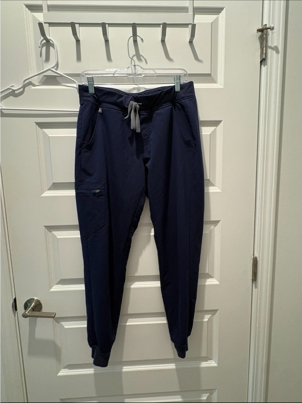 Figs Navy Drawstring Track Joggers with Zip Cargo